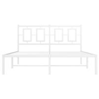 Bedframe met hoofdbord metaal wit 135x190 cm - thumbnail