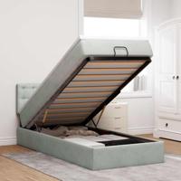 Ottoman bed met matras 90x200cm fluweel lichtgrijs - thumbnail