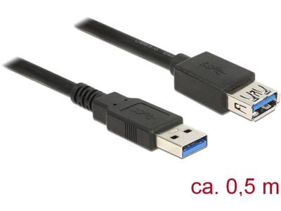 Delock 85053 Verlengkabel USB 3.0 Type-A male > USB 3.0 Type-A female 0,5 m zwart