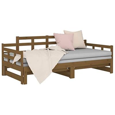 Slaapbank uitschuifbaar grenenhout honingbruin 2x(90x200) cm