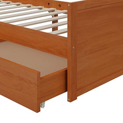 Bedframe met lades massief grenenhout honingbruin 90x200 cm