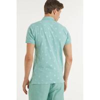 Blend slim fit polo met all over print aquifer - thumbnail