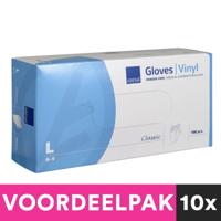 Abena poedervrije vinyl handschoenen maat large 100 stuks voordeelpakket - thumbnail