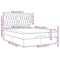 Ottoman bed met matras en LED's 140x190cm stof zwart - thumbnail