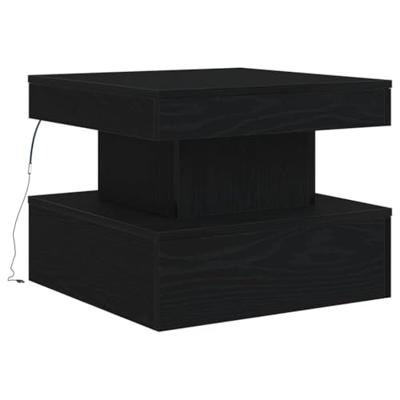 Salontafel met LED-verlichting 50x50x40 cm zwart eikenkleurig