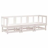 3-delige Loungeset massief grenenhout wit - thumbnail