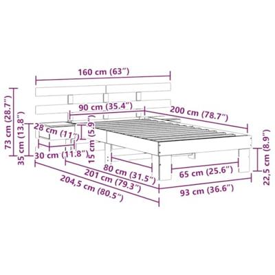 Bedframe met hoofdeinde Bruin 90 x 200 cm Massief grenenhout