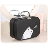 Draagbare grote capaciteit Cute Cartoon Waterproof make-up Tools Kit cosmetische Beautycase grootte: L 25*18.5*11cm(Black) - thumbnail