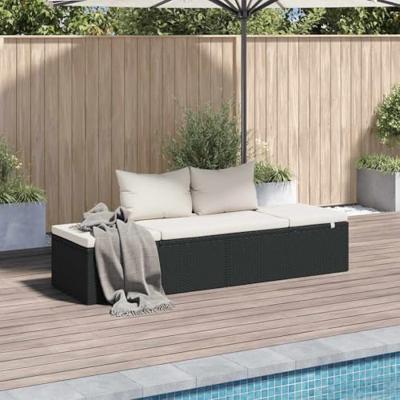 Tuinbed 195x60 cm poly rattan zwart Tuinbed 195x60 cm poly rattan zwart