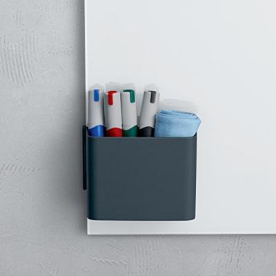 Sigel stiftenkoker M GL802, antraciet, inclusief magnetische clip voor bevestiging aan glazen magneetborden, kunststof, 120 x 94 x 51 mm