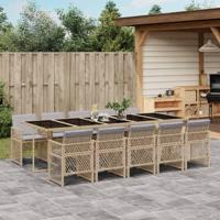 11-delige Tuinset met kussens poly rattan beige - thumbnail