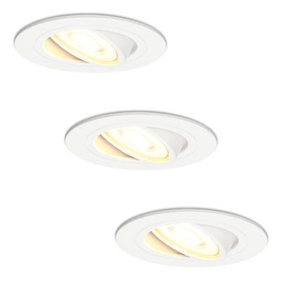 Set van 3 Pittsburg LED inbouwspots - GU10 4 Watt 345 lumen - 2700K Warm wit - Dimbaar - Rond - Kantelbaar - IP20 Voor binnen - Wit Set van 3 Pittsburg LED inbouwspots - GU10 4 Watt 345 lumen - 2700K Warm wit - Dimbaar - Rond - Kantelbaar - IP20 Voor binnen - Wit