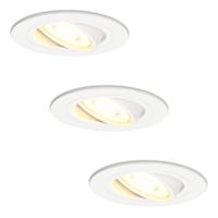 Set van 3 Pittsburg LED inbouwspots - GU10 4 Watt 345 lumen - 2700K Warm wit - Dimbaar - Rond - Kantelbaar - IP20 Voor binnen - Wit - thumbnail