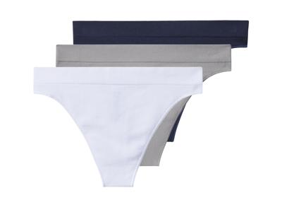 esmara Set van 3 dames strings (marineblauw/lichtgrijs/wit, M (40/42))