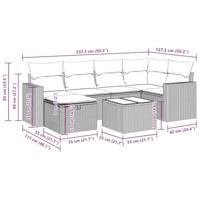 7-delige Loungeset met kussens poly rattan lichtgrijs - thumbnail