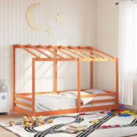 Kinderbed met bedhuis 90x200 cm massief grenenhout wasbruin - thumbnail