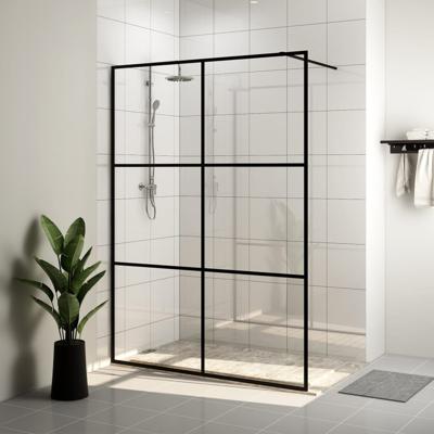 Inloopdouchewand 140x195 cm ESG-glas transparant en zwart