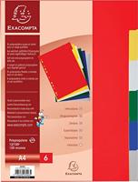 Exacompta tabbladen voor ft A4, uit PP 12/100e, 6 tabs, geassorteerde kleuren - thumbnail