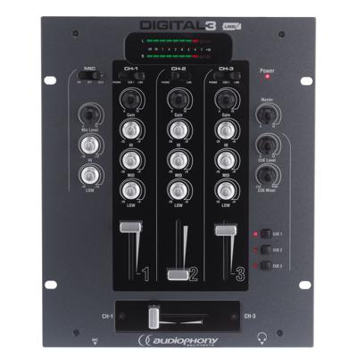 Audiophony DIGITAL-3 compact DJ mixer 3 kanalen met USB