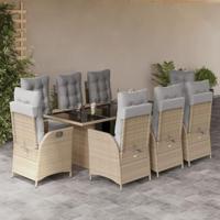 9-delige Tuinset met kussens poly rattan gemengd beige - thumbnail
