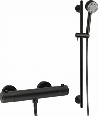 Saqu Essential thermostatische doucheset 15cm met 3 straalsoorten mat zwart