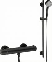 Saqu Essential thermostatische doucheset 15cm met 3 straalsoorten mat zwart - thumbnail