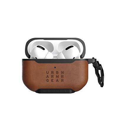 Urban Armor Gear Metropolis Case Beschermhoes voor Apple Airpods Pro (compatibel met draadloos opladen, valbescherming volgens militaire normen, karabijnhaak) - ARMR leer bruin
