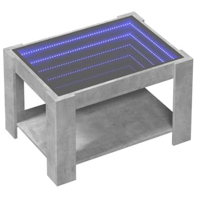 Salontafel met LED 73x53x45 cm bewerkt hout betongrijs Salontafel met LED 73x53x45 cm bewerkt hout betongrijs