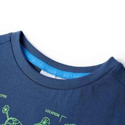 Kindershirt met scooterprint 128 donkerblauw Kindershirt met scooterprint 128 donkerblauw