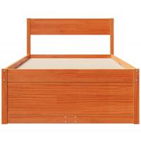 Bedframe met lades massief grenenhout wasbruin 90x200 cm - thumbnail