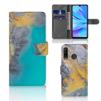 Huawei P30 Lite (2020) | Bookcase | Marble Blue Gold