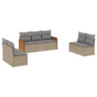 8-delige Loungeset met kussens poly rattan beige - thumbnail