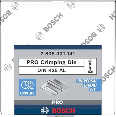 Bosch Accessoires PRO Krimpmatrijs | DIN K25 AL | 150 mm | Aluminium - 2608001141 Bosch Accessoires PRO Krimpmatrijs | DIN K25 AL | 150 mm | Aluminium - 2608001141
