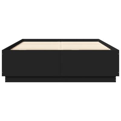 Bedframe bewerkt hout zwart 135x190 cm