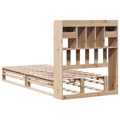 Bed met boekenkast zonder matras massief grenenhout 90x200 cm