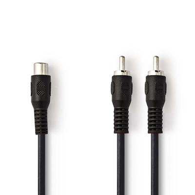 Subwooferkabel | 2x RCA Male - RCA Female | 0,2 m | Zwart