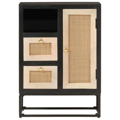 Dressoir 55x30x76 cm massief mangohout en ijzer zwart