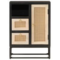 Dressoir 55x30x76 cm massief mangohout en ijzer zwart - thumbnail
