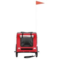 Hondenfietstrailer oxford stof en ijzer rood en grijs - thumbnail