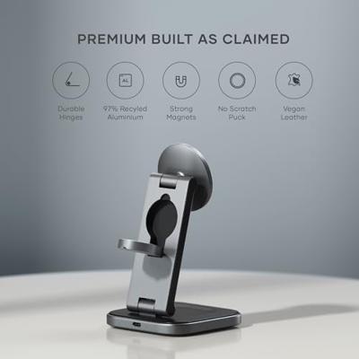 Satechi 3-in-1 Inklapbare Qi2 draadloze oplaad stand - Space Gray - thumbnail