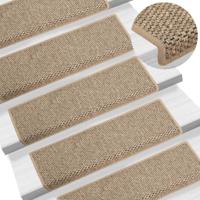 VidaXL Trapmatten zelfklevend 15 st sisal-look 65x21x4 cm donkerbeige - thumbnail