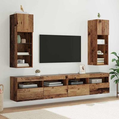 Wandgemonteerde TV-kasten 2 pcs Oud Hout 30,5 x 30 x 90 cm