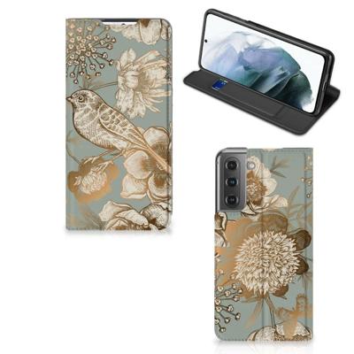 Smart Cover voor Samsung Galaxy S21 FE Vintage Bird Flowers Smart Cover voor Samsung Galaxy S21 FE Vintage Bird Flowers