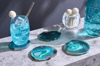 Set van 4 onderzetters voor glazen COASTER 10cm groene edelsteen agaatkwarts handgemaakt - 41557 - thumbnail