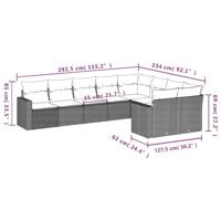 9-delige Loungeset met kussens poly rattan bruin - thumbnail