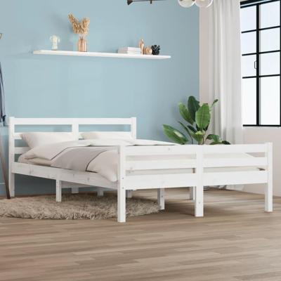 Bedframe massief hout wit 135x190 cm 4FT6 Double Bedframe massief hout wit 135x190 cm 4FT6 Double
