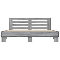 Bedframe bewerkt hout metaal grijs sonoma eiken 200x200 cm - thumbnail