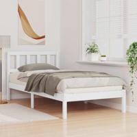 Bedframe met hoofdeinde Wit 90 x 190 cm Massief grenenhout - thumbnail