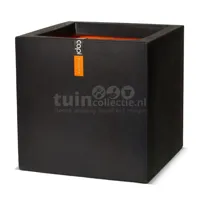 Capi Urban Smooth NL 30x30x30cm vierkante plantenbak zwart - thumbnail
