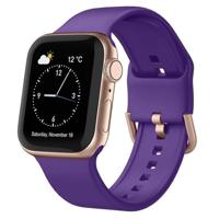By Qubix - Soft siliconen bandje met gespsluiting - Paars - Compatible met Apple Watch 44mm / 45mm / 46mm / 49mm - Compatible Apple watch bandjes - thumbnail
